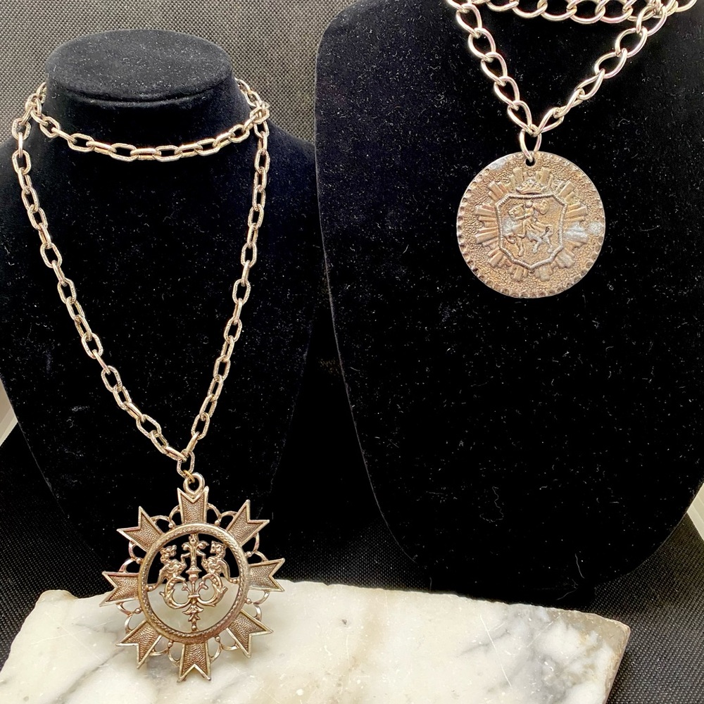 Vintage coat of arms medallions necklaces